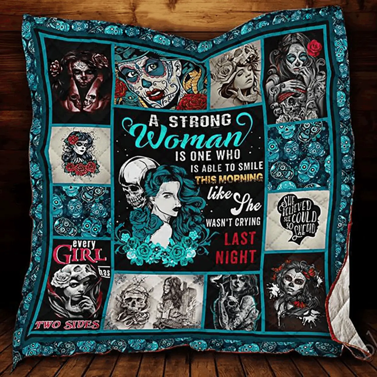 Girl Skull Quilt Blanket ABC07111626 and Home Decor