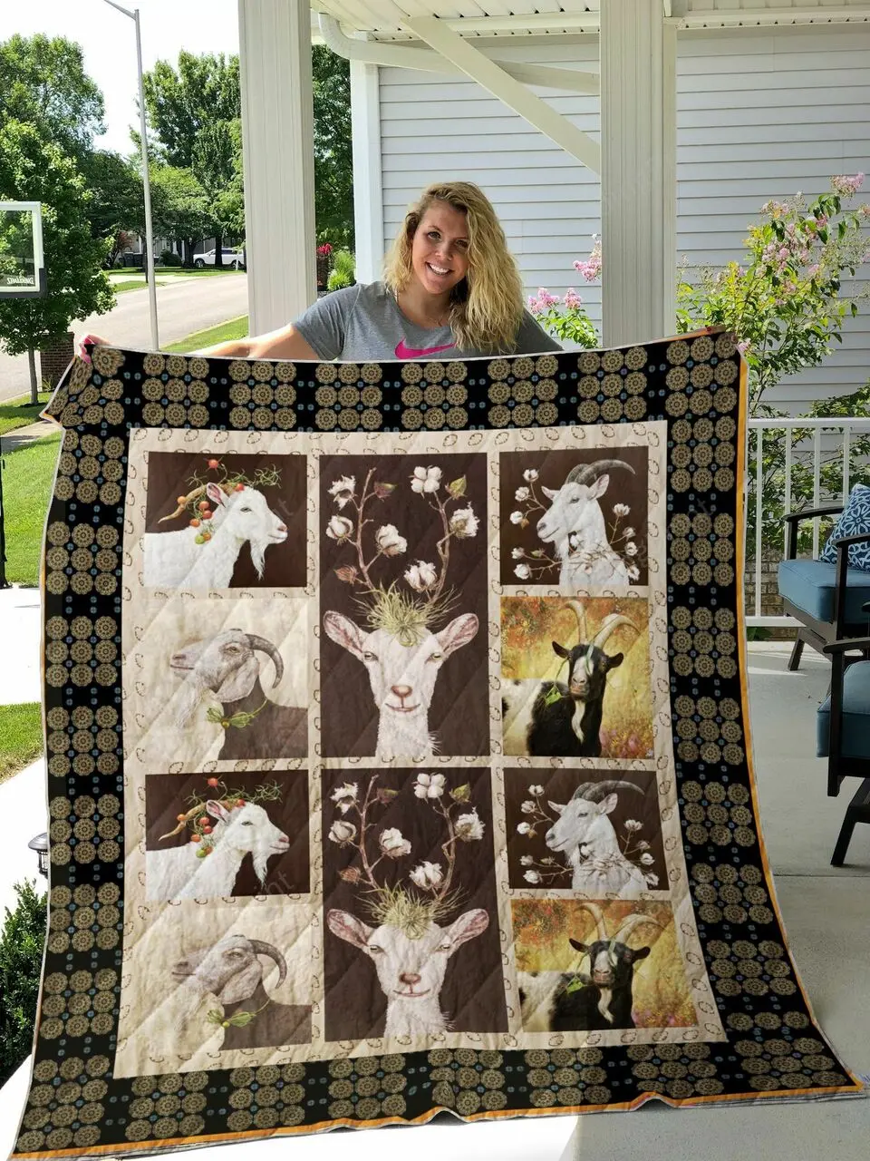 Goat King And Queen Quilt Blanket Great Customized Blanket Gifts For Birthday Christmas Thanksgiving and Home Decor