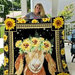 Goat Sunflower Cl14100231Mdq Quilt Blanket and Home Decor