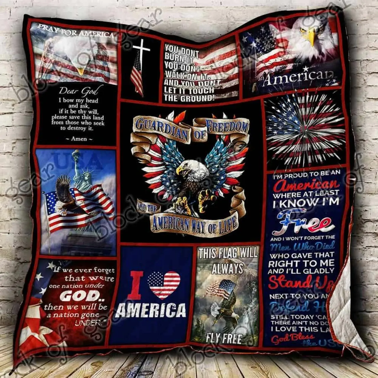 God Bless America Cl2100205Mdq Quilt Blanket and Home Decor