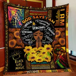 God Says I Am Black Woman Quilt Blanket and Home Decor