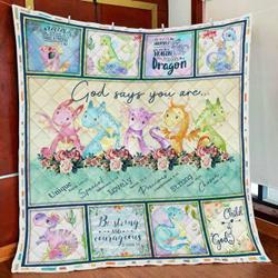 God Says You Are Dragon Quilt Blanket and Home Decor