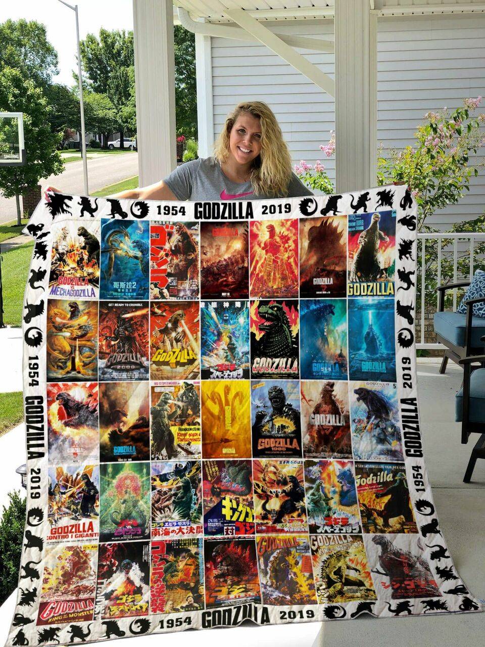 Godzilla 65 Years Poster Cover Quilt Blanket and Home Decor