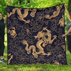 Gold Dragon Pattern DHCDHC DT1910 Quilt Blanket and Home Decor