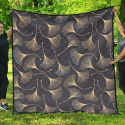 Gold Ginkgo Leaves DHCDHC DT1910 Quilt Blanket and Home Decor