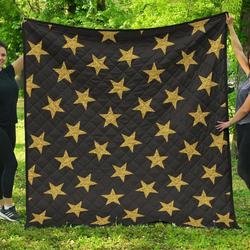Gold Glitter Star Cl12100313Mdq Quilt Blanket and Home Decor