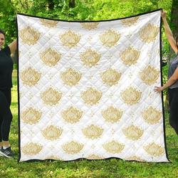 Gold Ornamental Lotue Waterlily Symbol Pattern DHCDHC DT1910 Quilt Blanket and Home Decor