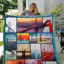 Golden Gate Bridge And Quotes For Life Quilt Blanket and Home Decor
