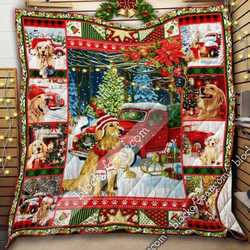 Golden Retriever Christmas Quilt Blanket Tn141114 and Home Decor