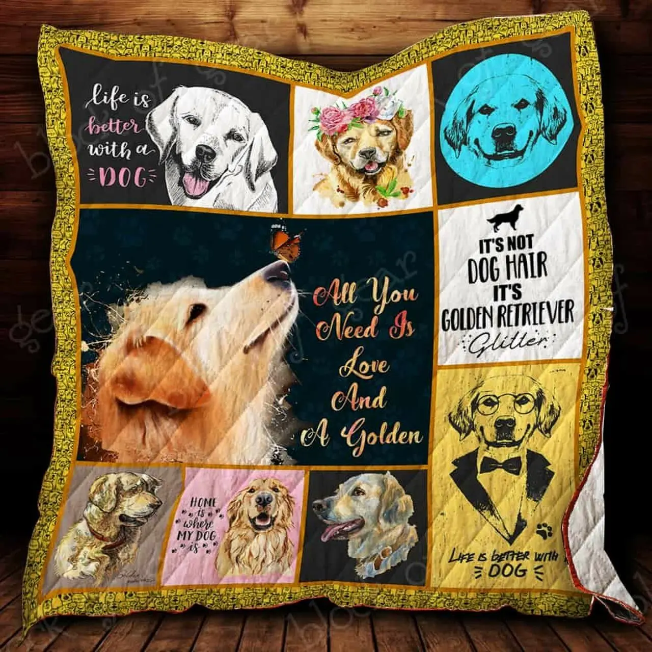 Golden Retriever Cl2100209Mdq Quilt Blanket and Home Decor