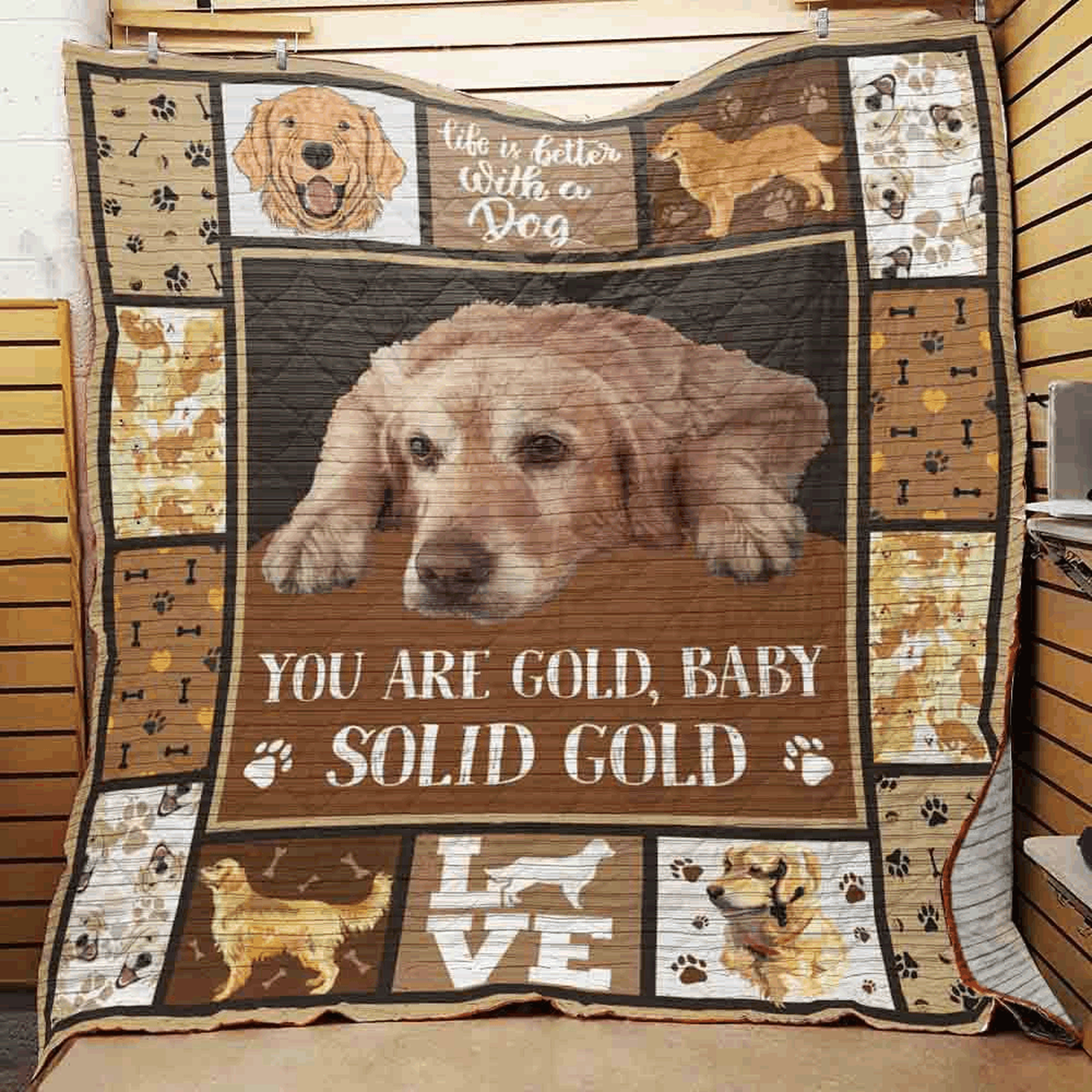 Golden Retriever Dog Quilt Blanket ABC07111613 and Home Decor