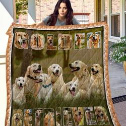 Golden Retriever Family Quilt Blanket Great Customized Blanket Gifts For Birthday Christmas Thanksgiving and Home Decor