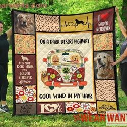 Golden Retriever Golden Retriever Hippie Car Quilt Blanket Dhc04011894Dd and Home Decor