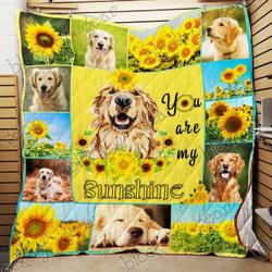 Golden Retriever Golden Retriever Sunflower Quilt Blanket Dhc04012079Dd and Home Decor