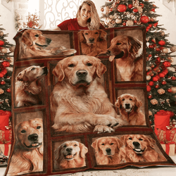 Golden Retriever Heart Beating Quilt Blanket Christmas Christmas Gifts Merry Christmas Holiday Gifts Gift Dhc03011779Dd and Home Decor