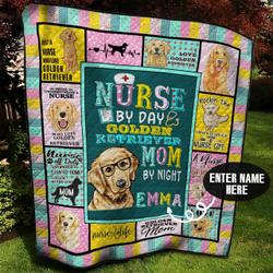 Golden Retriever Nurse Personalized Quilt Blanket Bbb300553Ht and Home Decor