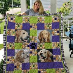 Golden Retriever Paw Prints Quilt Blanket Great Customized Blanket Gifts For Birthday Christmas Thanksgiving and Home Decor