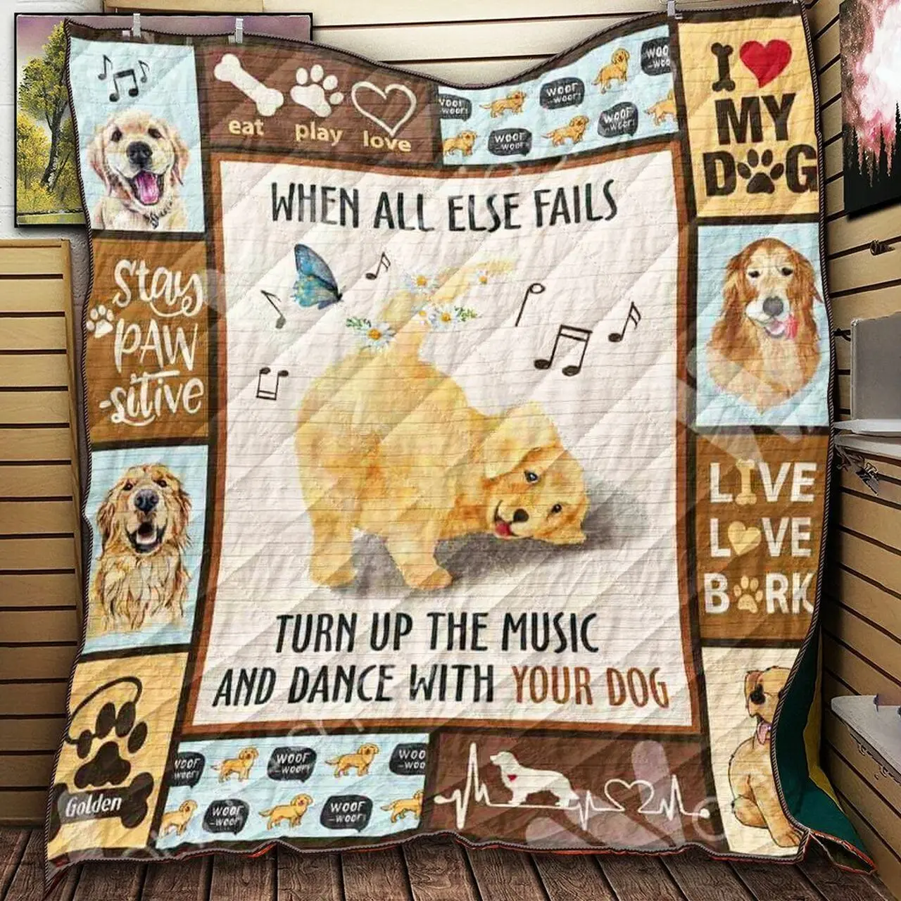 Golden Retriever Quilt Blanket ABC06011114 and Home Decor