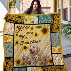 Golden Retriever Sunflower Quilt Blanket and Home Decor