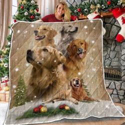 Golden Retriever Xmas Vintage Quilt Blanket ABC06011145 and Home Decor