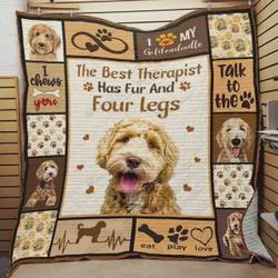 Goldendoodle The Best Therapist Has Fur And Four Legs Quilt Blanket Great Customized Blanket Gifts For Birthday Christmas Thanksgiving and Home Decor