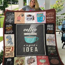 Good Day Begins With Coffee Quilt Blanket Great Customized Blanket Gifts For Birthday Christmas Thanksgiving and Home Decor