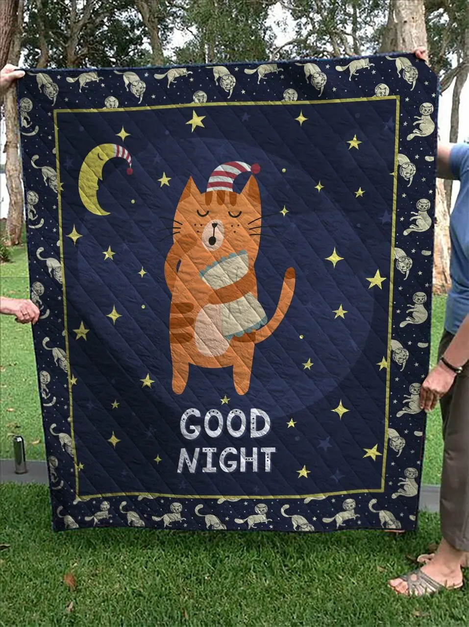 Good Night Cat Quilt and Home Decor