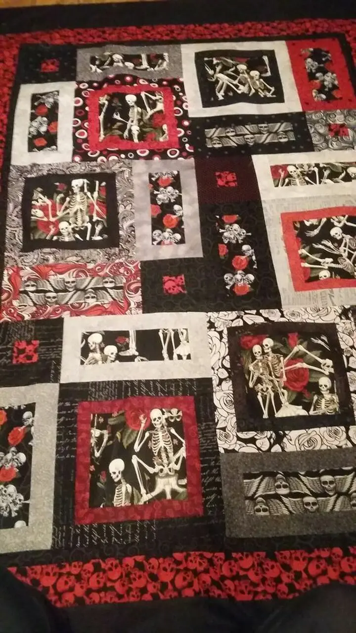 Gothic Skeleton Hur Quilt ch and Home Decor