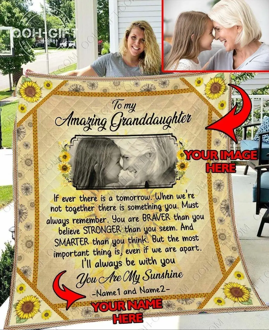 Granddaughter You Are My Sunshine 2 DHCDHC LD2210 Quilt Blanket and Home Decor