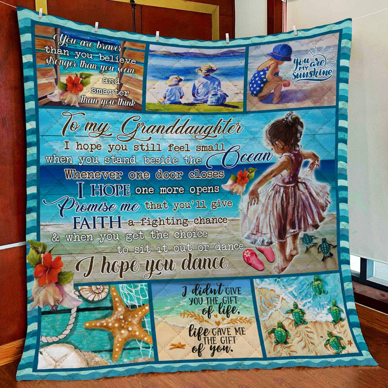 Grandma To Granddaughter, Beach Life Quilt Blanket and Home Decor