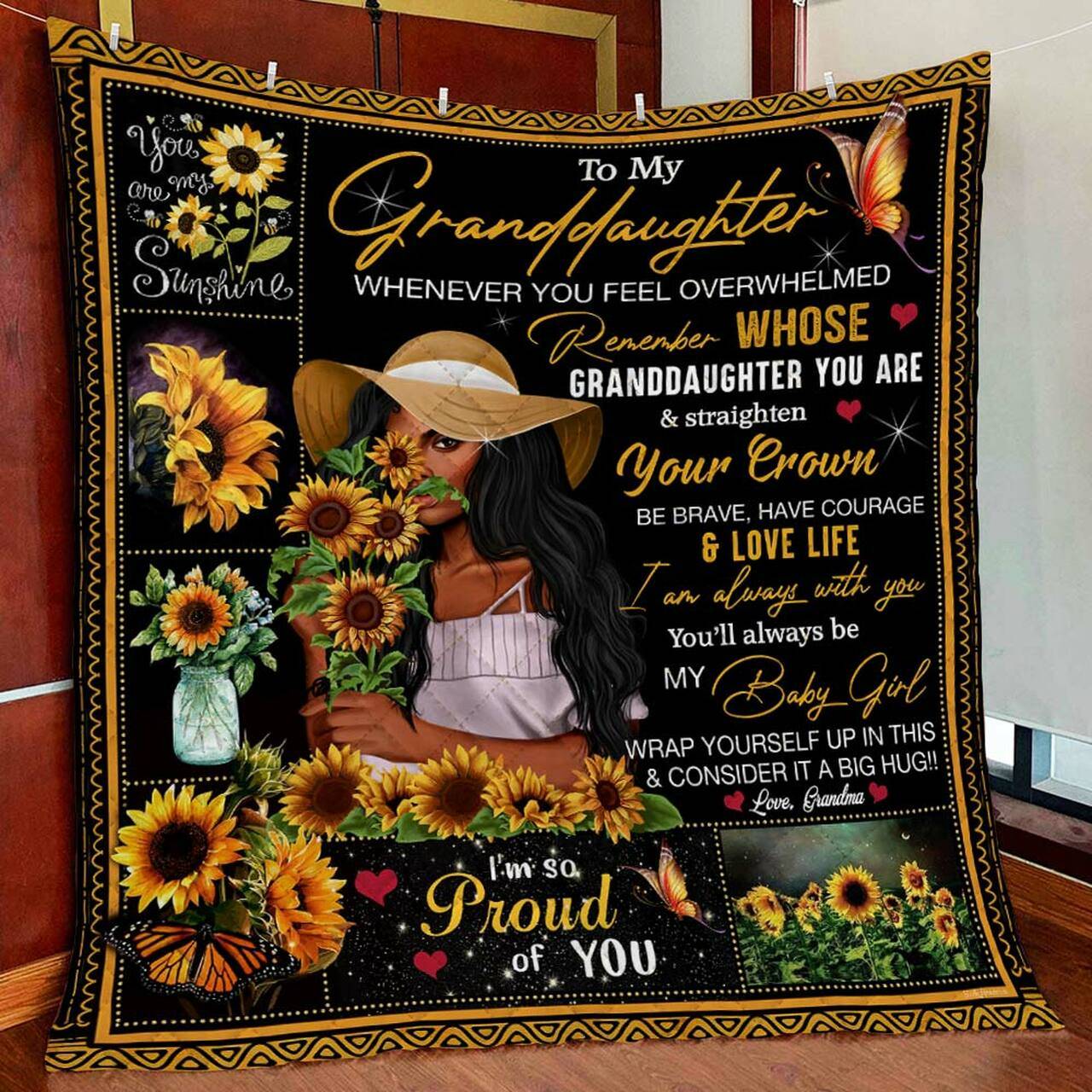 Grandma To Granddaughter Black Girl Quilt Blanket and Home Decor