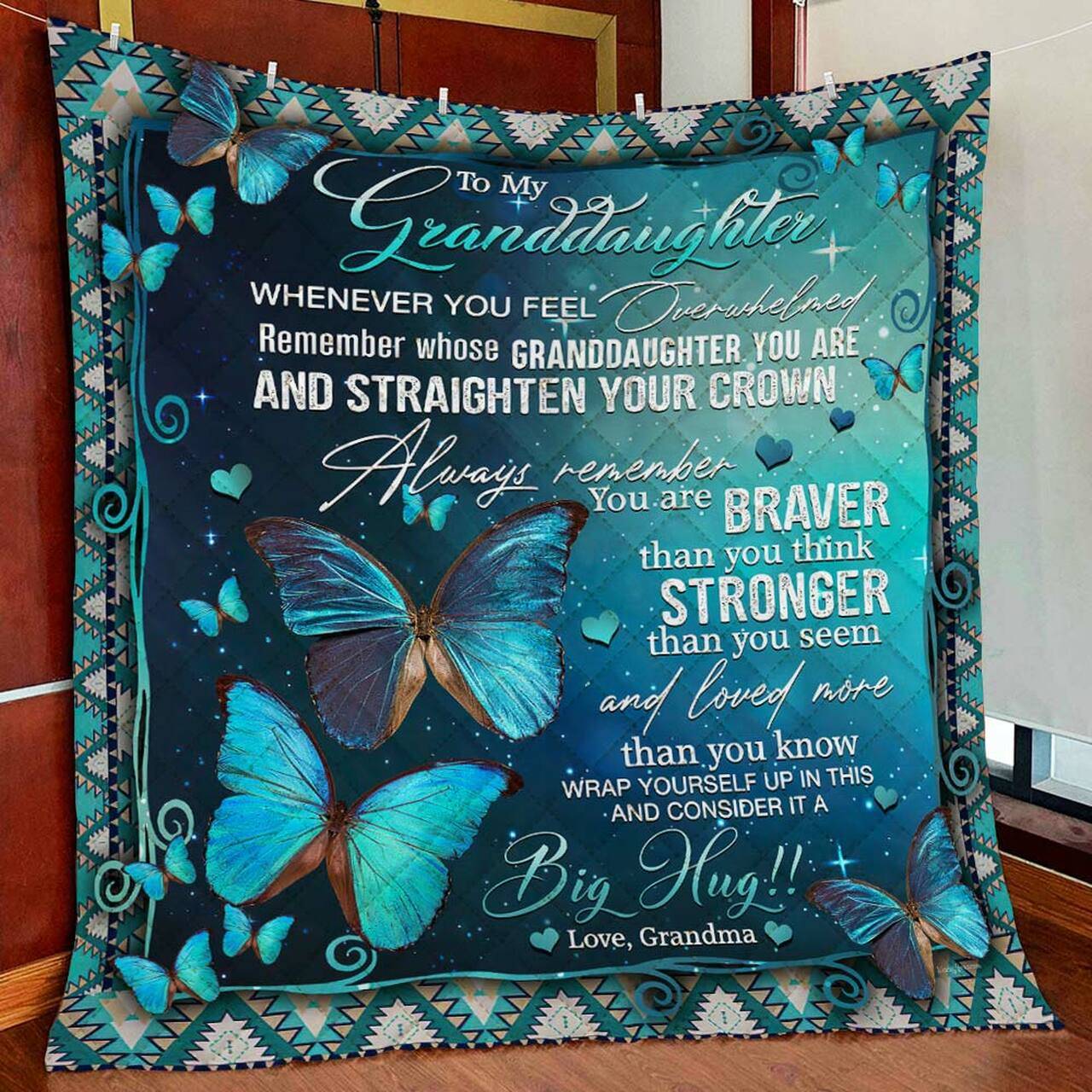Grandma To Granddaughter Butterfly Quilt Blanket and Home Decor