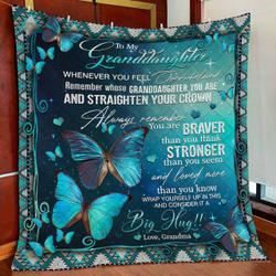 Grandma To Granddaughter Butterfly Quilt Blanket and Home Decor
