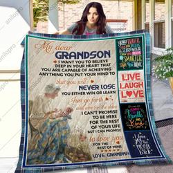 Grandma To Grandson Never Lose Quilt Blanket Dhc040120139Td and Home Decor