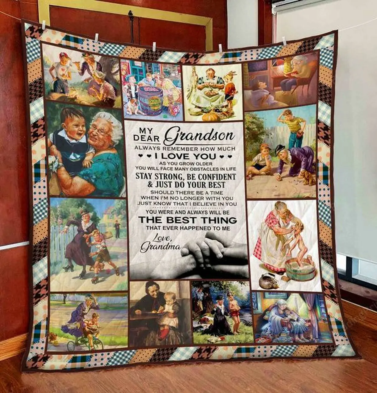 Grandma To Grandson Quilt Blanket and Home Decor