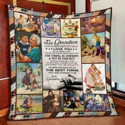 Grandma To Grandson  Quilt Blanket and Home Decor