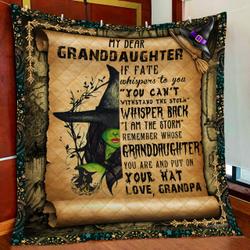 Grandpa To Granddaughter, Witch Girl Quilt Blanket and Home Decor
