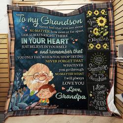 Grandpa To Grandson In Your Heart Quilt Blanket Dhc040120157Td and Home Decor