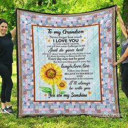 Grandson You Are My Sunshine Laugh Love Live Blanket Th0807 Quilt and Home Decor