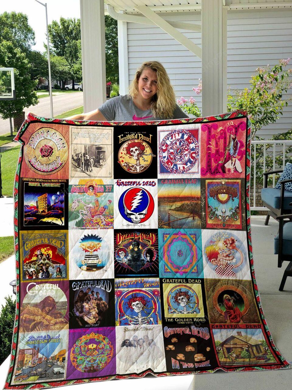 Grateful Dead Albums Cover Poster Quilt Blanket Ver 5 and Home Decor
