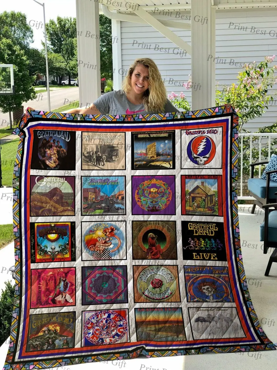 Grateful Dead Albums Cover Quilt Blanket Ver 4 and Home Decor