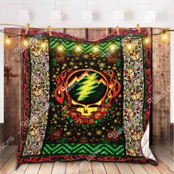 Grateful Dead Scarlet Fire Stealie Quilt Bl and Home Decor