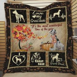 Great Dane ItS The Most Wonderful Time Of The Year Quilt Blanket Great Customized Blanket Gifts For Birthday Christmas Thanksgiving and Home Decor