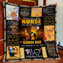 Great Nurse Dad Quilt Blanket and Home Decor