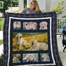 Great Pyrenees On The Pampasgrass Quilt Blanket Great Customized Blanket Gifts For Birthday Christmas Thanksgiving and Home Decor