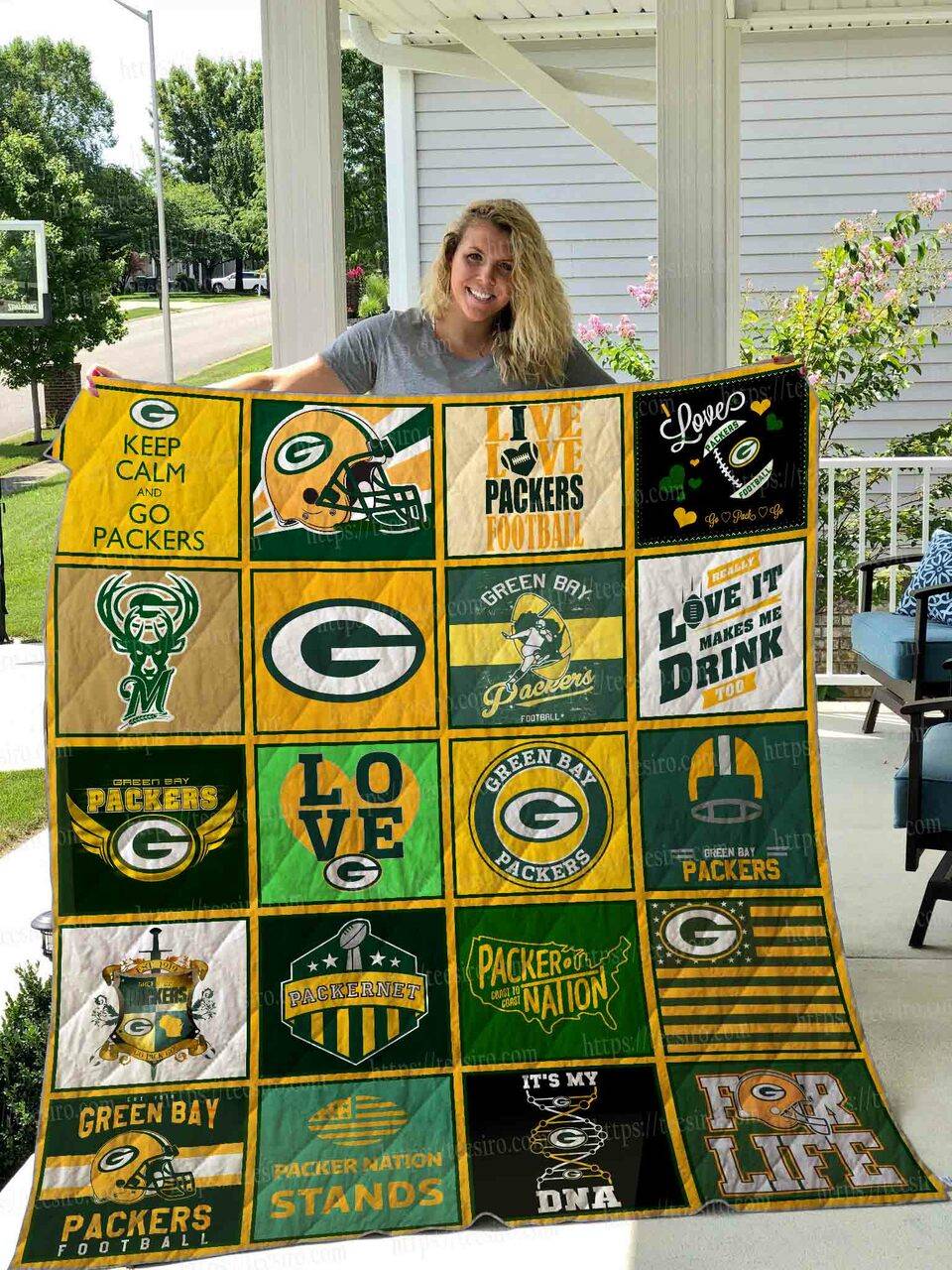 Green Bay Packer Quilt Blanket 01 and Home Decor