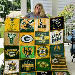 Green Bay Packer Quilt Blanket 01 and Home Decor