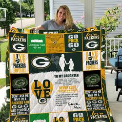 Green Bay Packers - To My Daughter - Love Mom Quilt and Home Decor