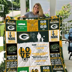 Green Bay Packers - To My Grandson - Love Grandpa Quilt and Home Decor