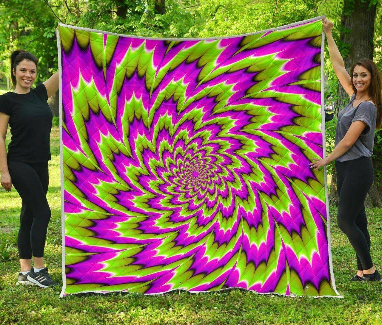 Green Explosion Moving Optical Illusion Cl17100303Mdq Quilt Blanket and Home Decor